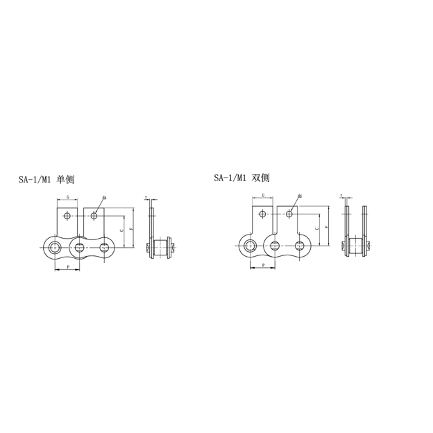 Short pitch conveyor chains attachments