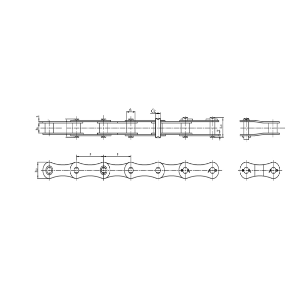 Double pitch transmission chains