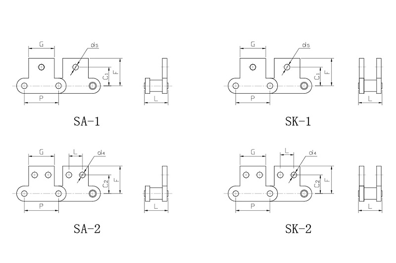 Double pitch conveyor chains attachments 3