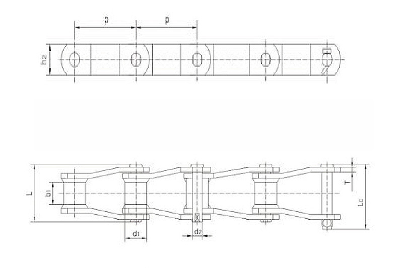 Welded steel type cranked link mill chains