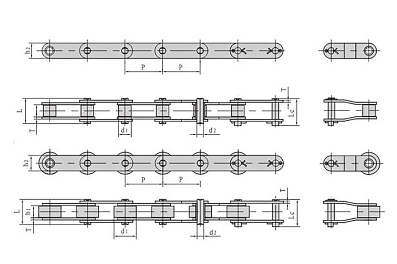 Stainless steel double pitch conveyor chains