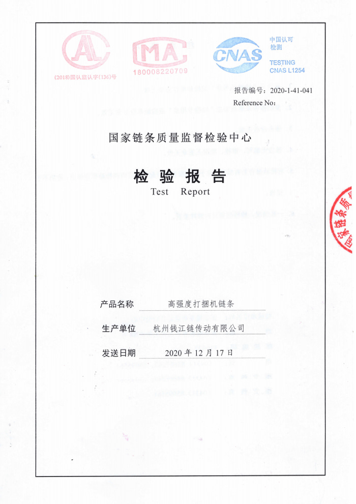 High-strength strapping machine chain inspection report 16AH-1